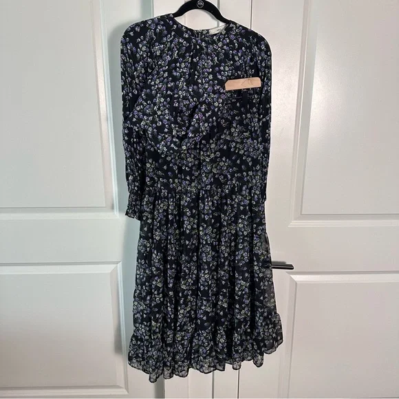 Mango Matching Set! XS/S Maxi Skirt + Blouse- Black Tiered- Purple Floral Print - Picture 10 of 14